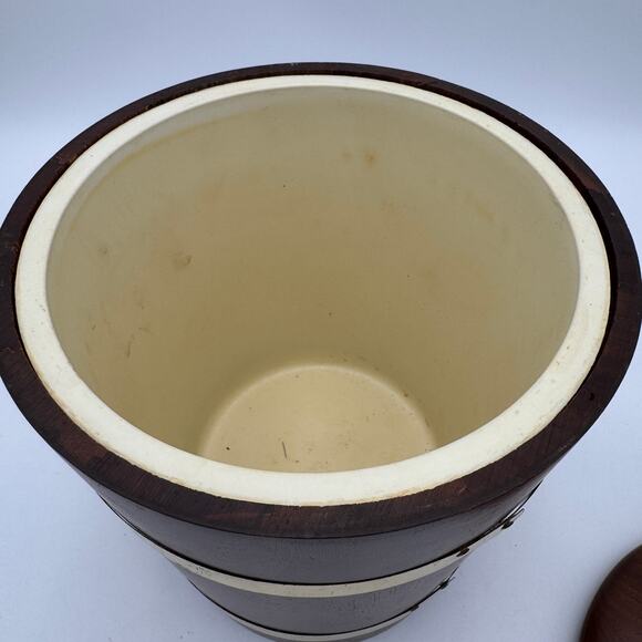 Vintage Wooden Ice Bucket with Gold Handle  Mid Century - Picture 12 of 13